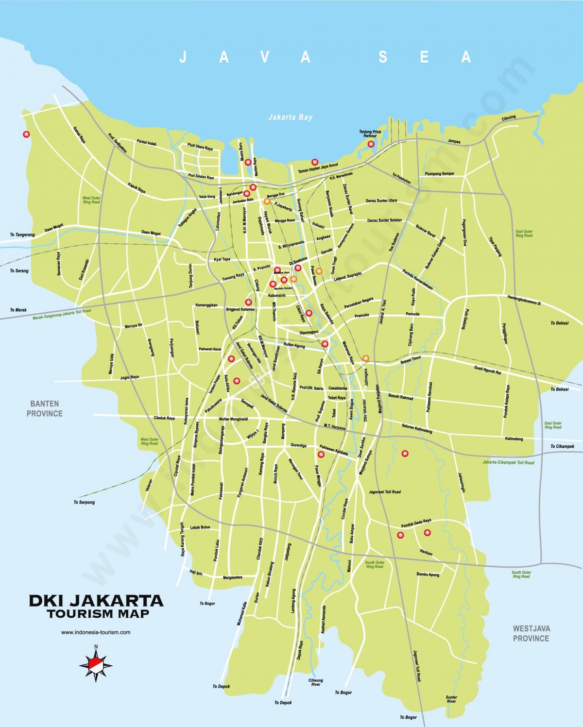 Jakarta sightseeing map